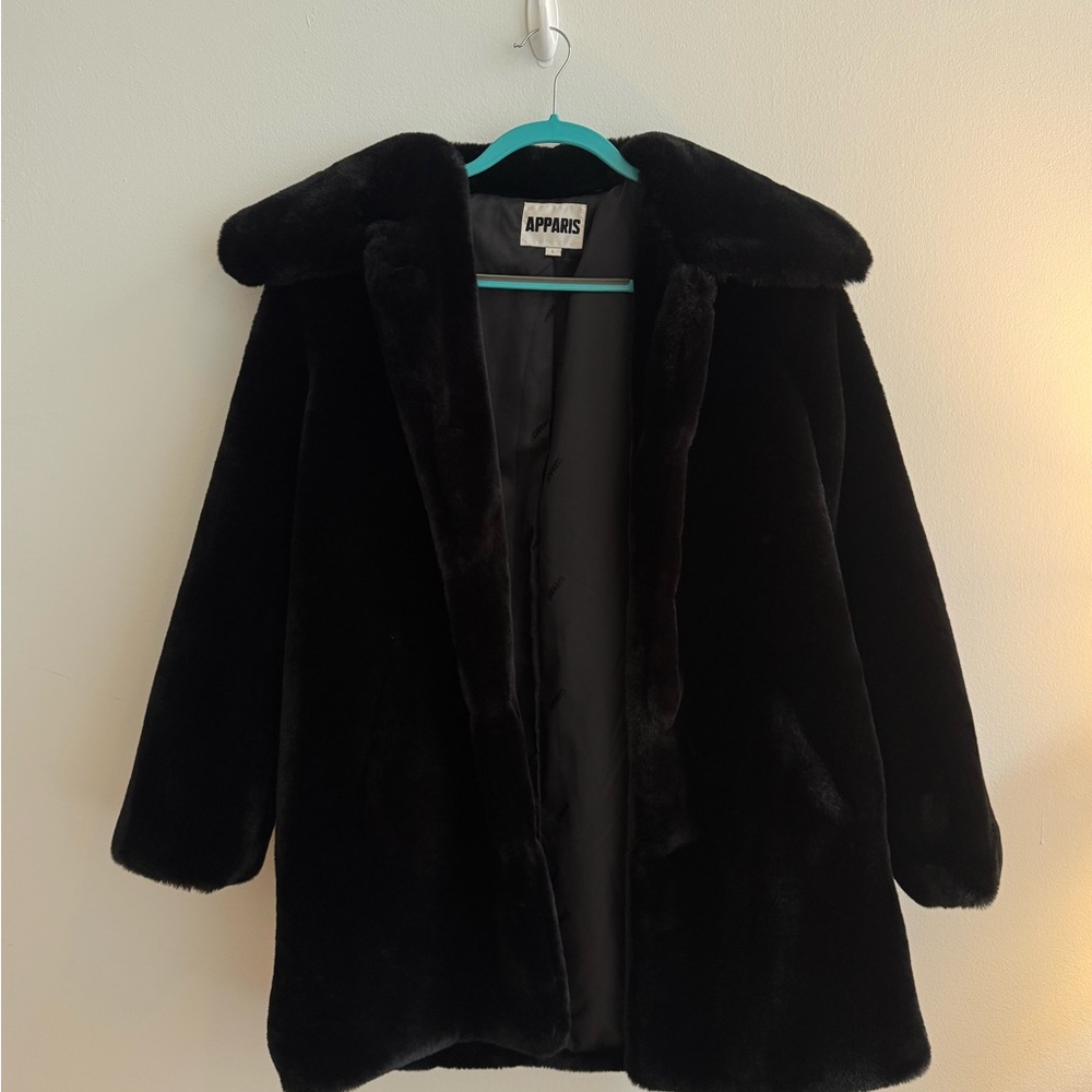 Apparis Black Plush Faux Fur Jacket